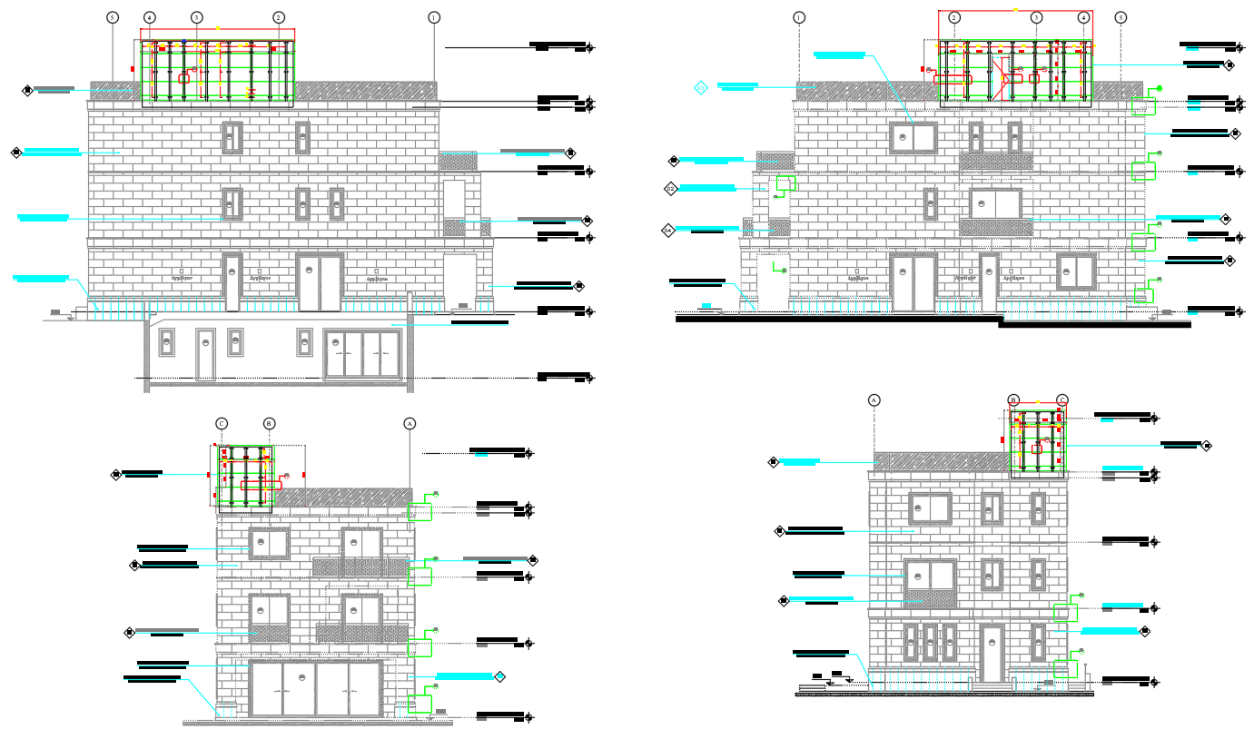 Commercial Showroom Building with ACP Panel Elevation DWG File