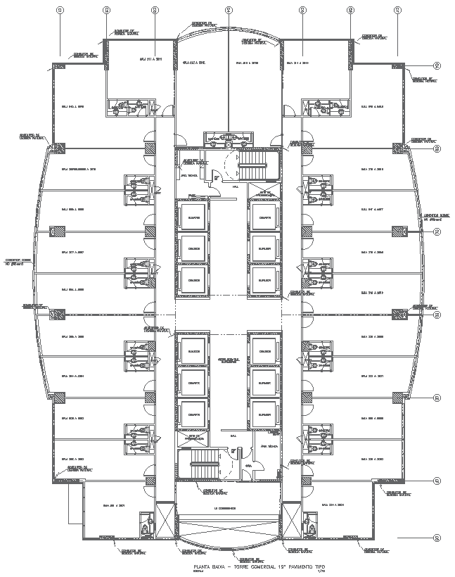 Commercial Tower Ground Floor Layout Design AutoCAD DWG