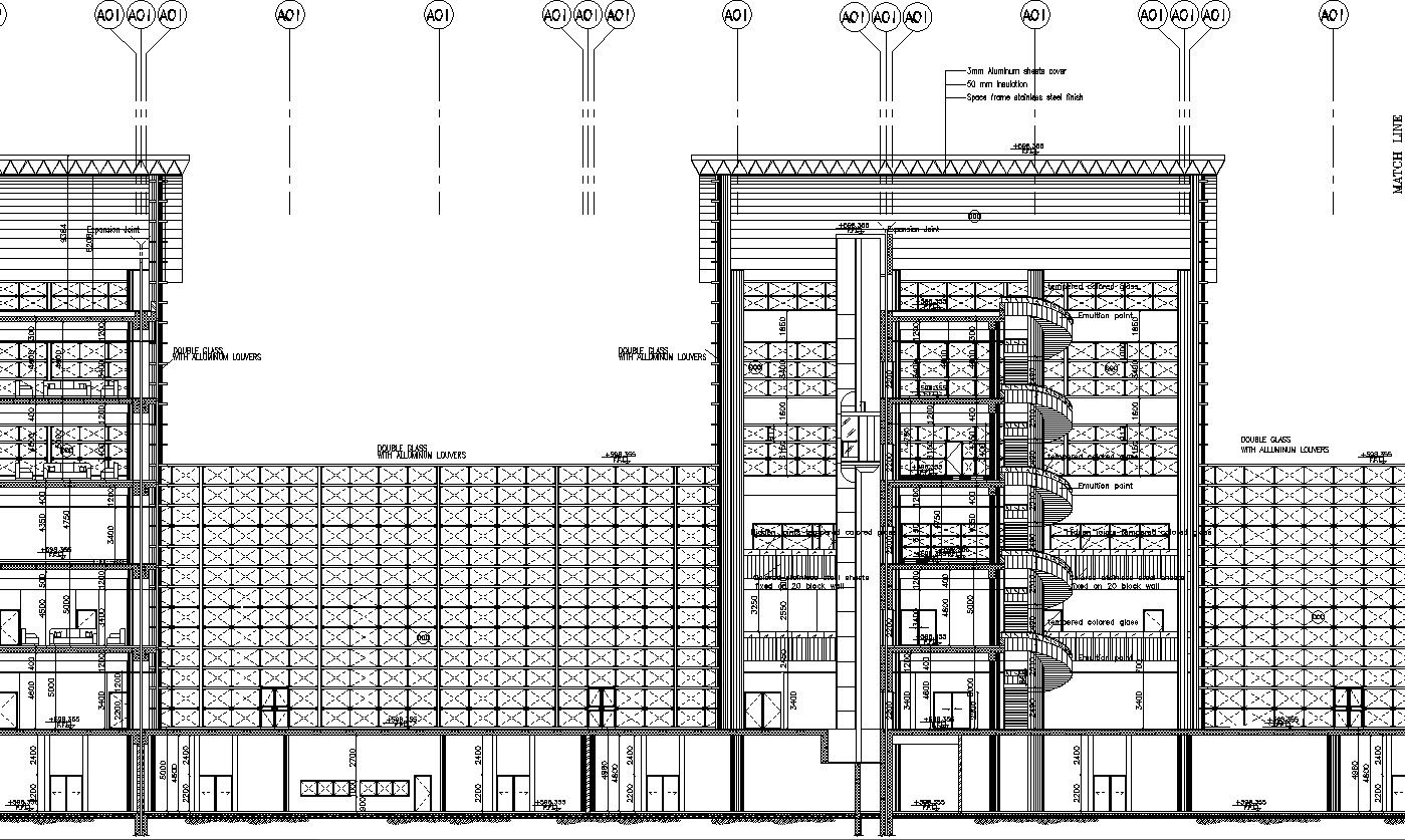 Commercial building design with detail AutoCAD drawing