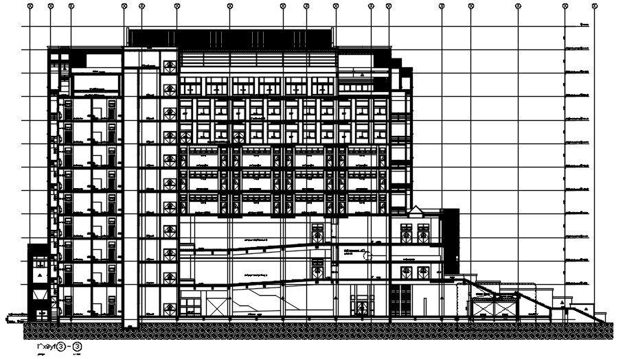 Commercial building elevation and typical section details AutoCAD DWG drawing file is given.Download the AutoCAD 2D DWG file.