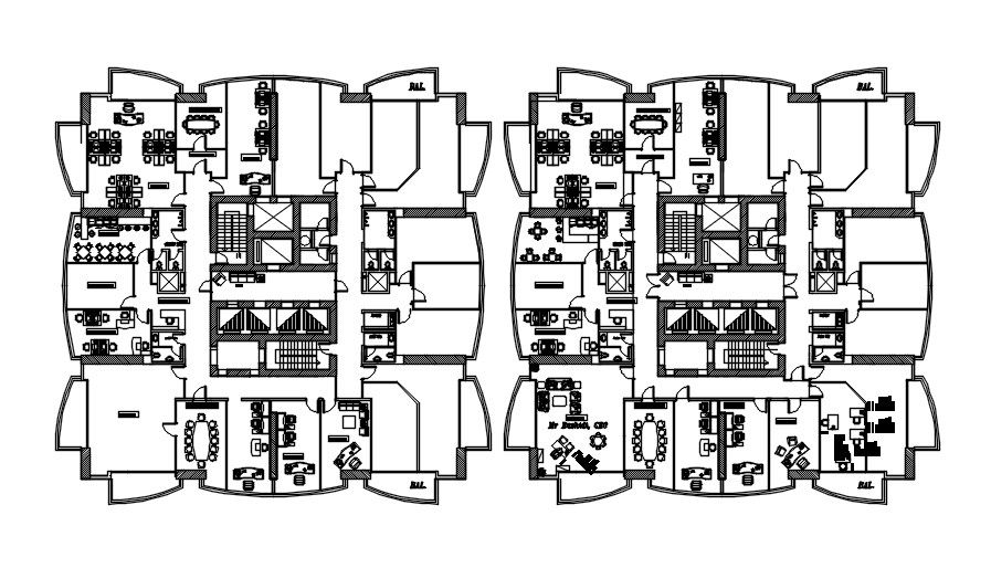 Commercial building furniture layout plan in AutoCAD 2D drawing, dwg file, CAD file