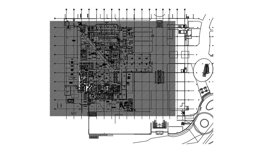 Commercial building layout with landscape