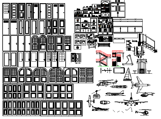 Common Door and Window and Air Vehicle Blocks dwg file
