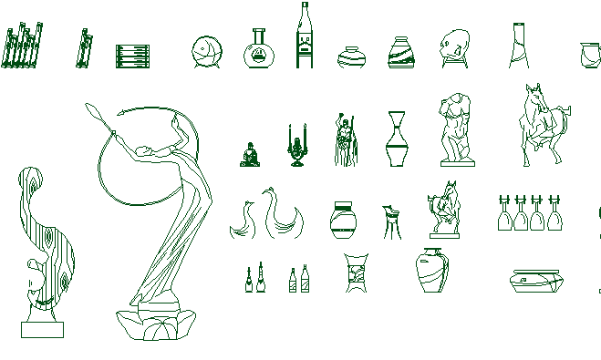 Common blocks of garden decorative elements dwg file