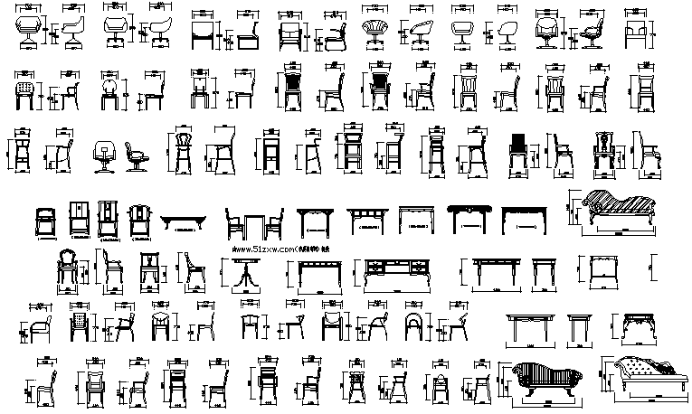 Chair and Table Furniture Block DWG for CAD Designers