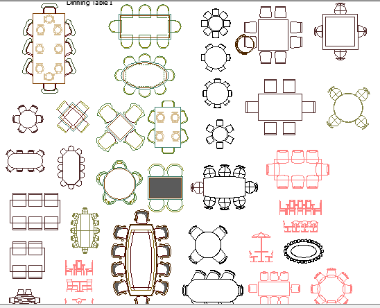 Common dining table blocks details dwg file