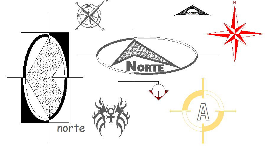 Common direction symbols elevation blocks dwg file