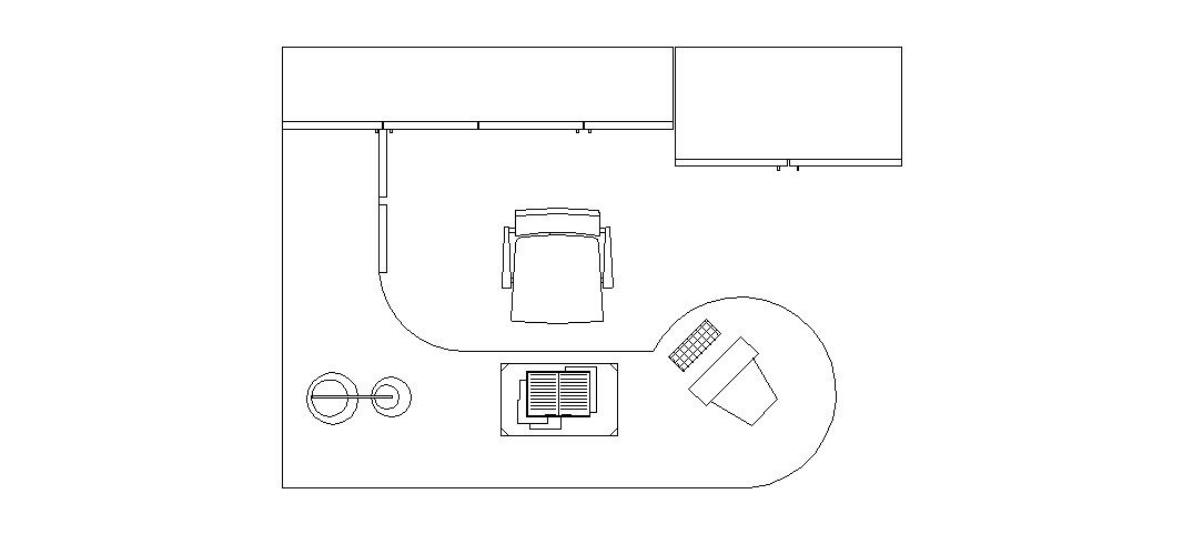 Common office desk top view elevation cad drawing details dwg file