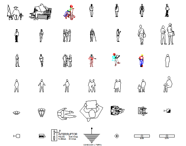 Common people blocks design architecture project dwg file