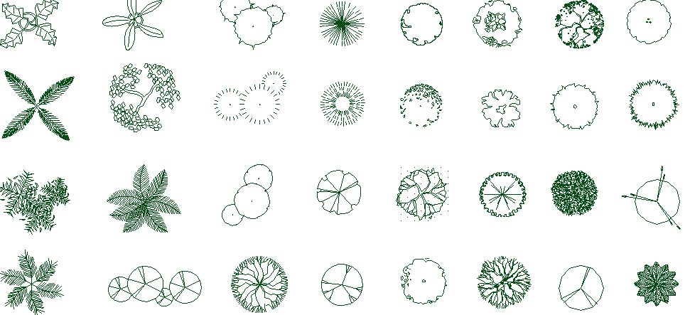 Common plant and tree blocks design for garden dwg file