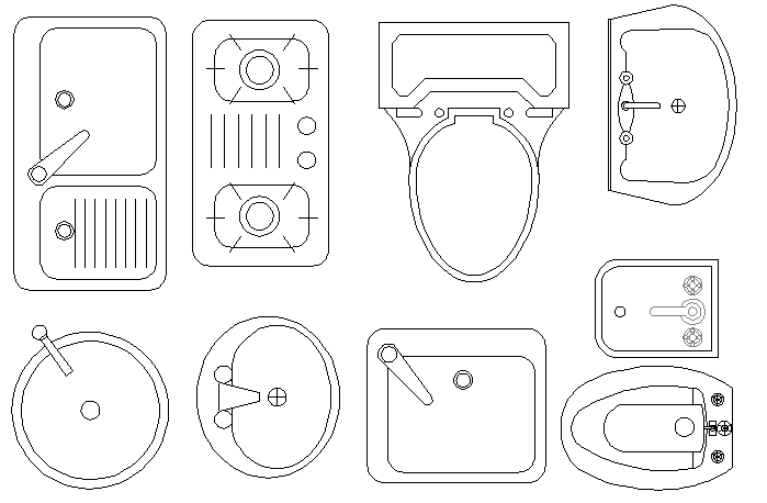 Common sanitary blocks design dwg file