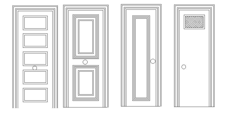 Common single door elevation blocks cad drawing details dwg file