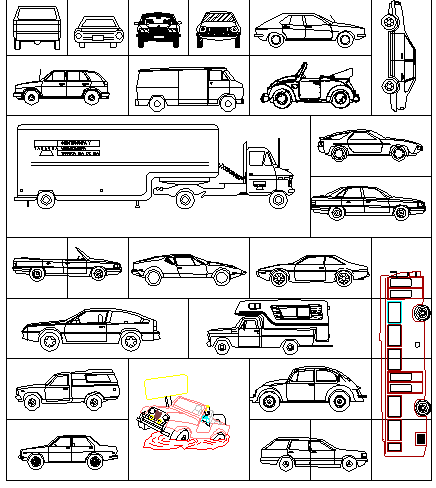 Common vehicles blocks design details dwg file