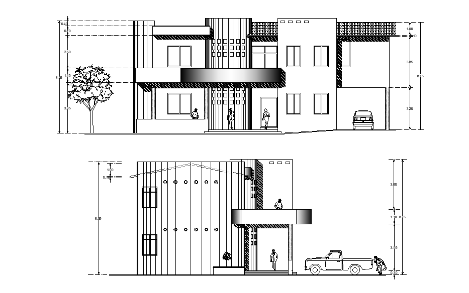 Communal goods building elevation is given in this Autocad drawing file. Download now.