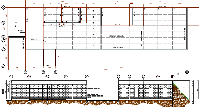 Community area building architecture project dwg file
