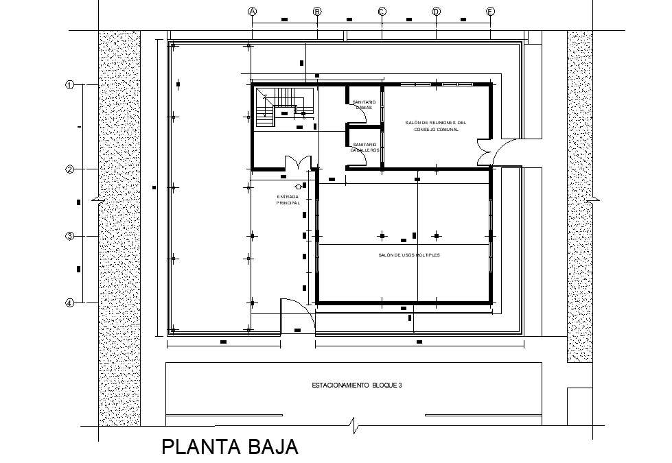 Community house plan detail dwg file
