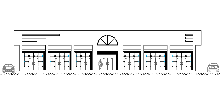Community public park main elevation details dwg file