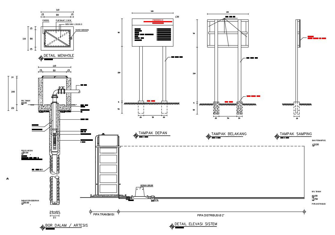 Community based water and sanitation of 2D autocad DWG drawing file is given. Download the DWG file.