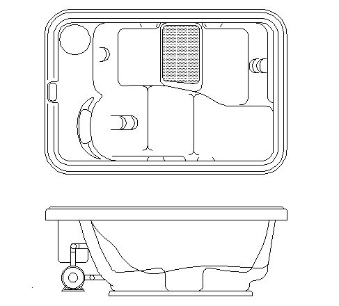 Complete detailing of a bath tub in dwg file