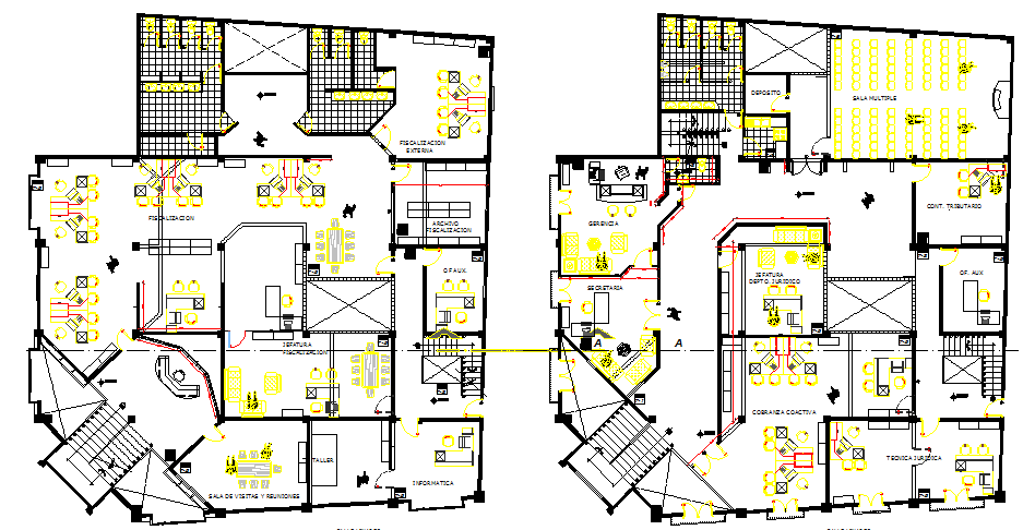 Complete layout plan of a office dwg file