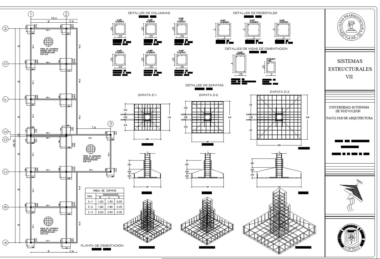 Complete plan of foundation dwg file