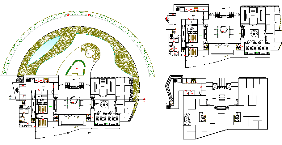 Complete super market landscaping and layout plan details dwg file