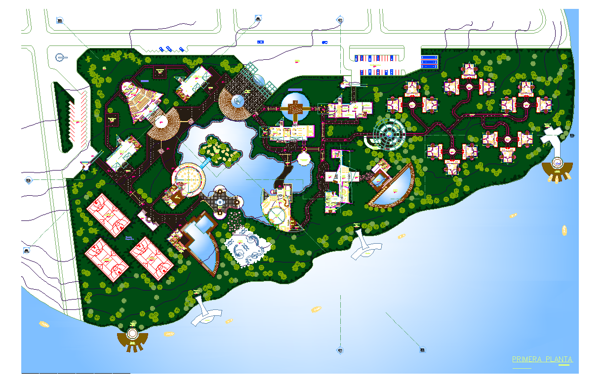 Complex building area detail elevation 2d view layout plan