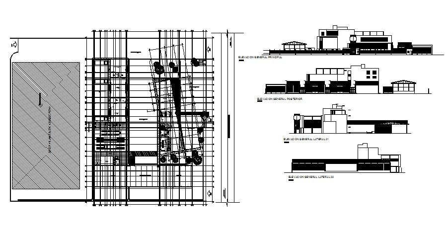 Modern Commercial Building Elevation In DWG File