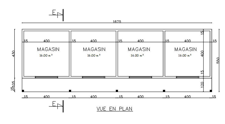 Complex stores plan in AutoCAD, dwg file.