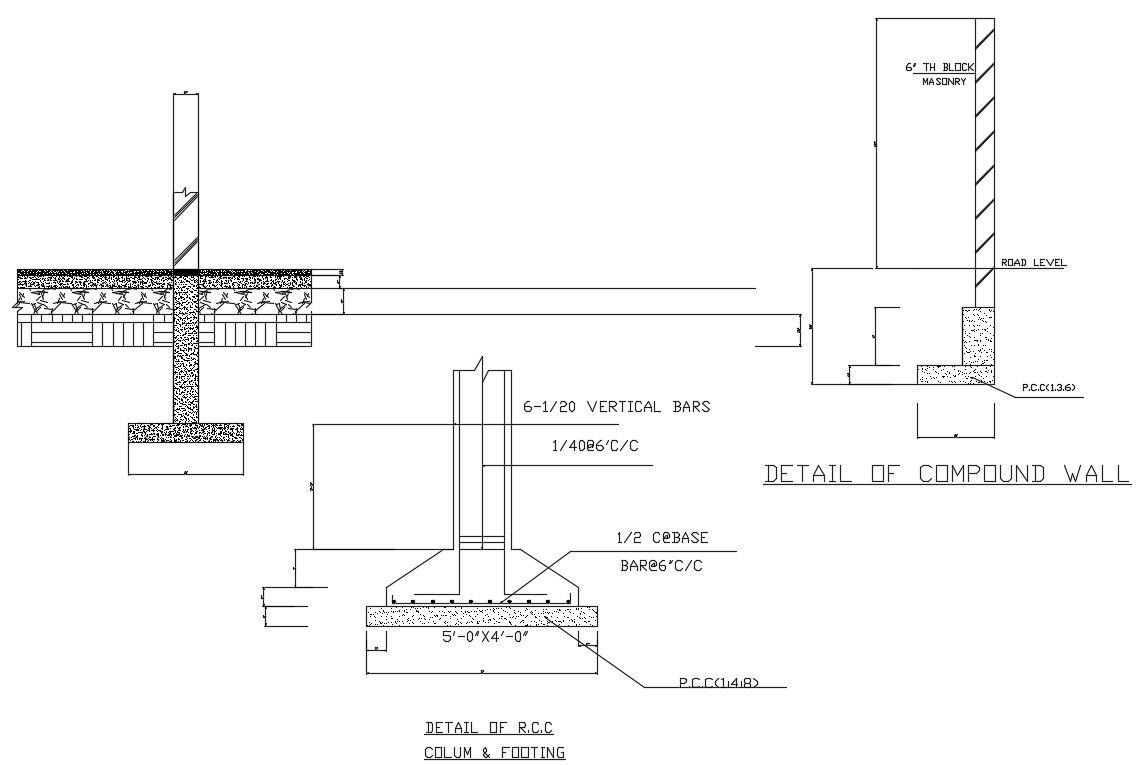 Compound Wall Detail Drawing CAD File Free Download 