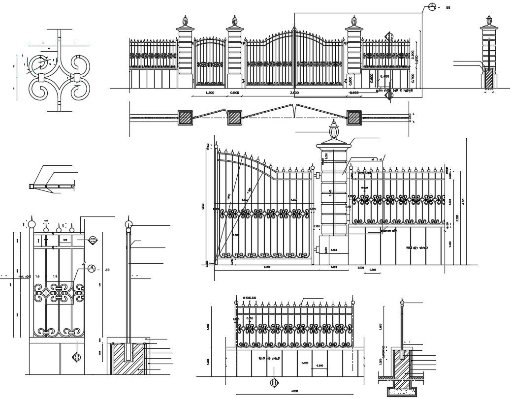 Compound Wall Gate With Railing DWG File