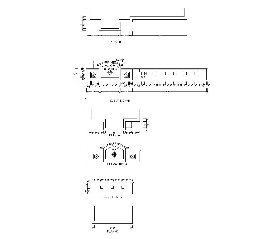 Compound wall detail CAD constructive block layout file in autocad format