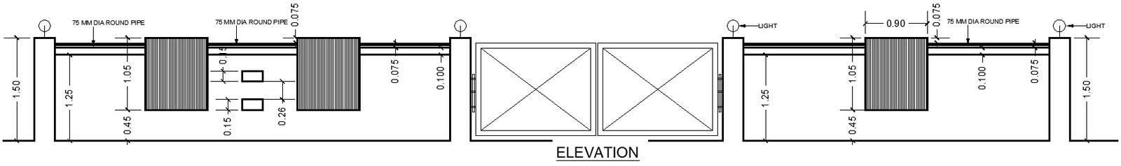 Compound Wall Elevation Plan Layout Design AutoCAD DWG File