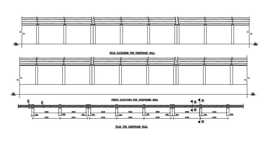 Compound wall detail. Download autocad drawing file | CADBULL