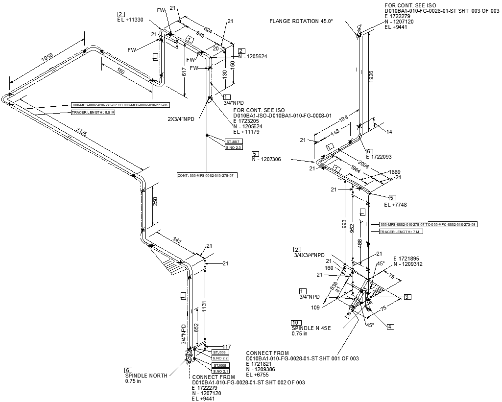 Comprehensive Piping Layout with Equipment Connections And Dimensions AutoCAD DWG