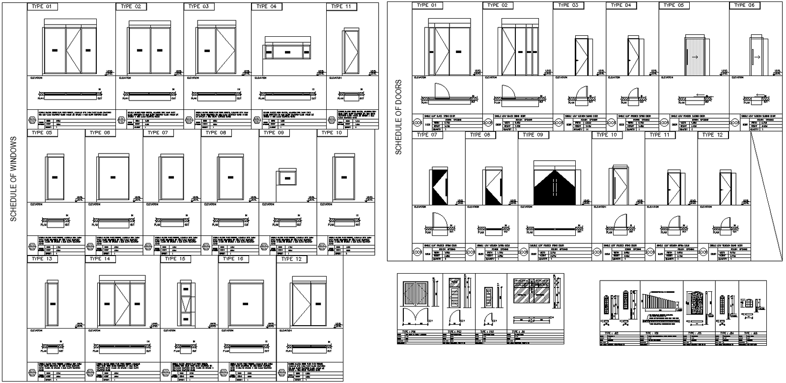 Comprehensive Schedule of Doors and Windows DWG File | 2D CAD Drawings for AutoCAD