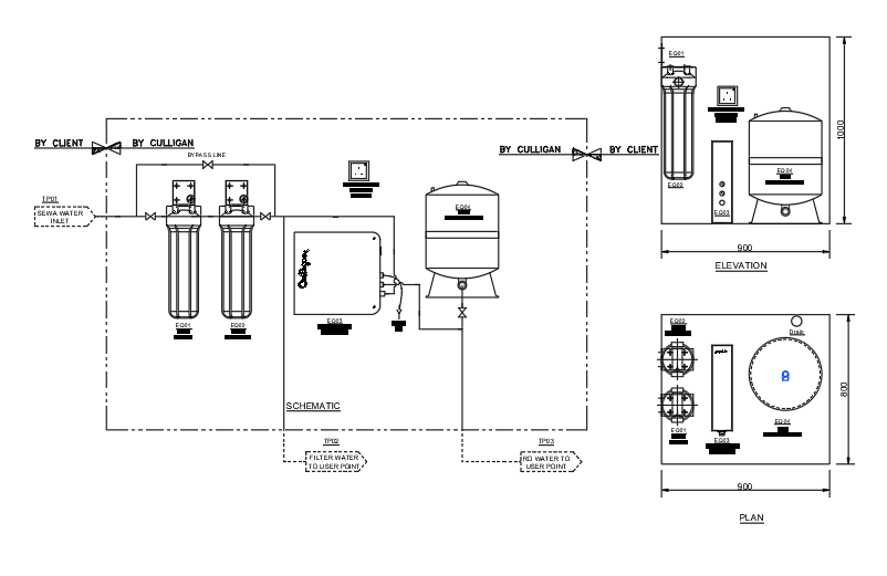 Comprehensive Water Filtration System AutoCAD DWG Drawing