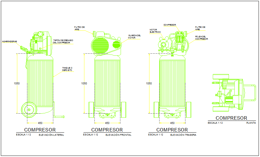 Compressor Elevation with necessary detail dwg file