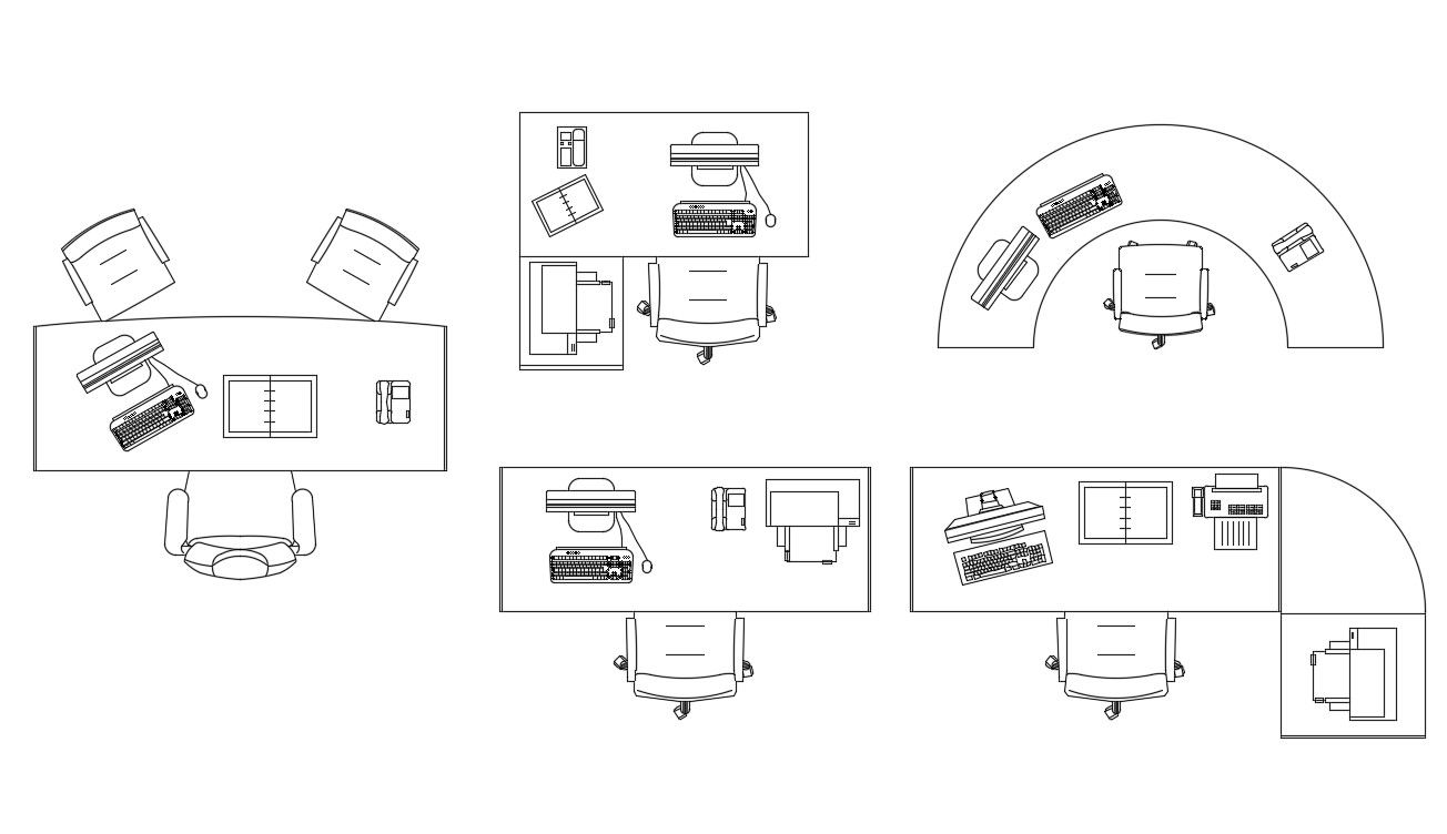 Computer Desk CAD Block AutoCAD for Office and Home Layout Design