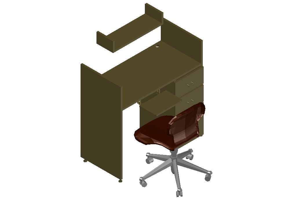 Computer Table 3D Model CAD Block With drawing for AutoCAD File 