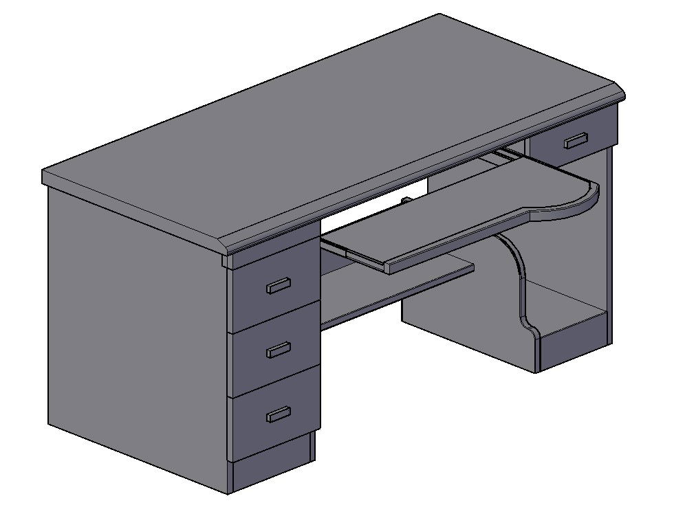 3D Computer Table DWG File for Office Layout Design