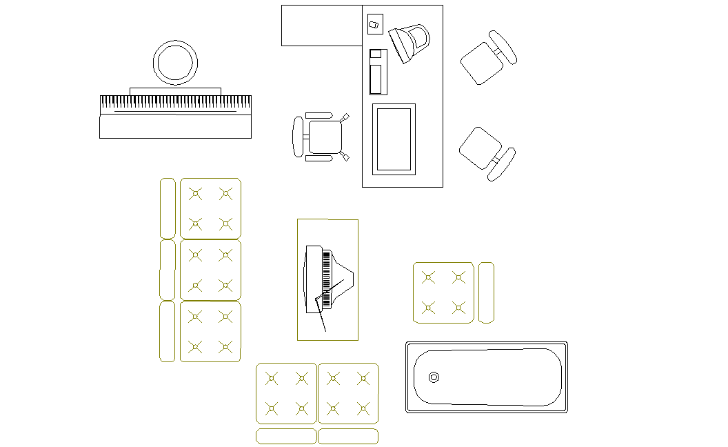 Computer Table Elevation CAD Block with Design Views