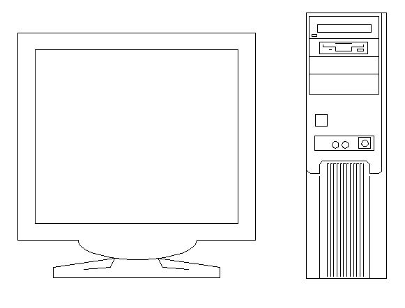 Computer with cpu cad design block dwg file