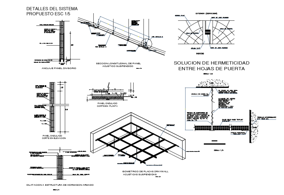 Concealed grid ceiling with steel structure view dwg file
