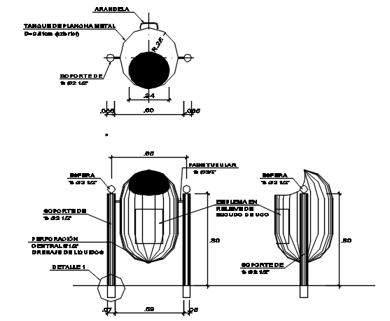 Concert mortar plan and elevation detail dwg file