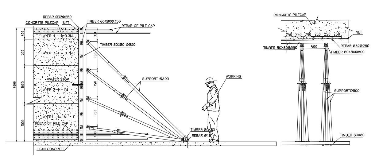 Concrete Pile Cap AutoCAD File