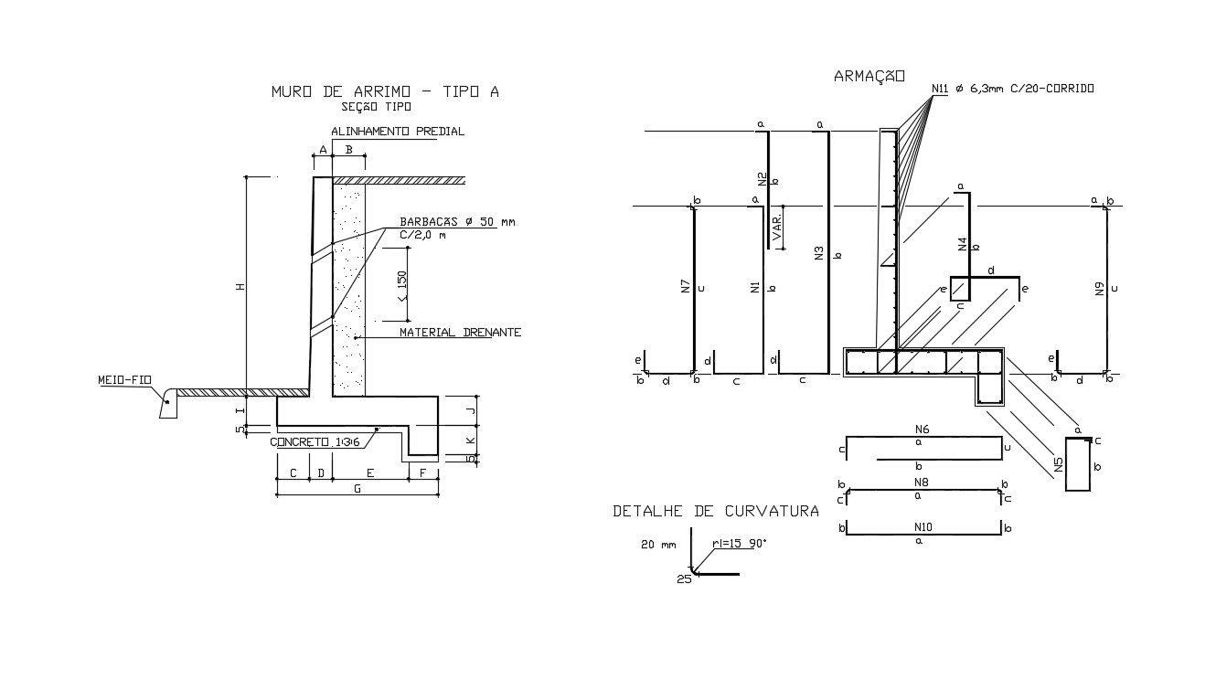 Concrete Wall Section In DWG File