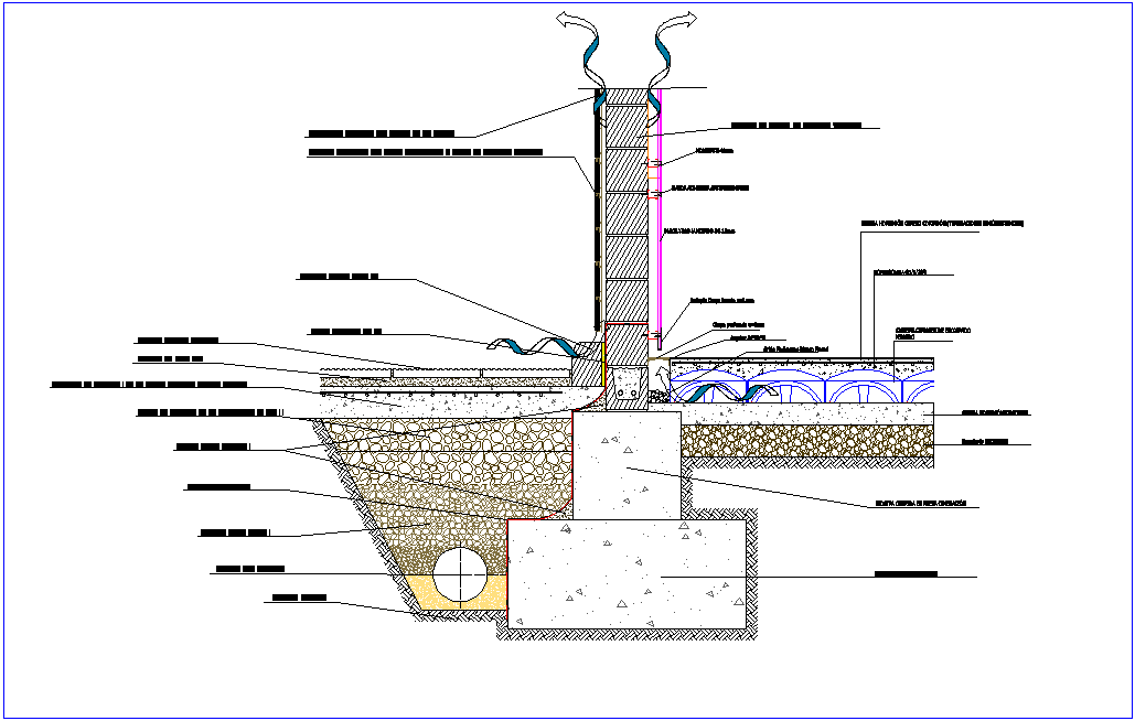 Concrete block with its section view of construction view dwg file