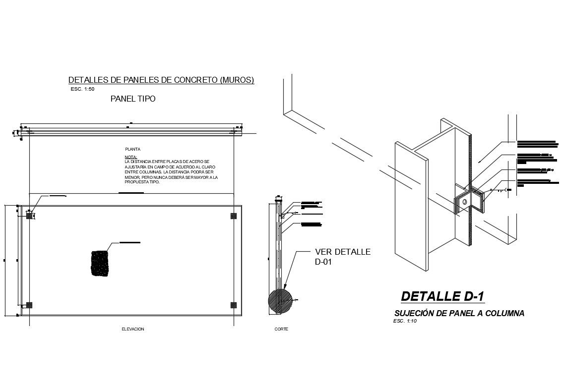 Concrete panel prefabricated wall construction details dwg file