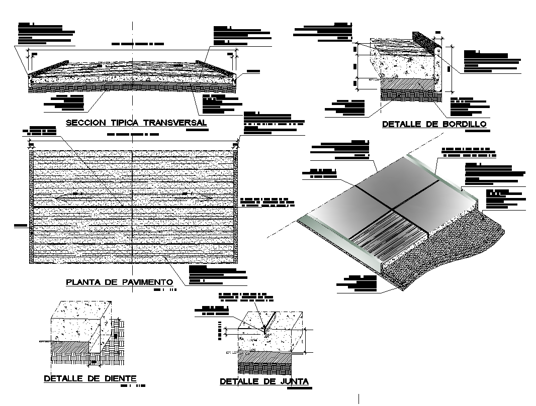 Concrete pavement detail structure layout file in autocad format
